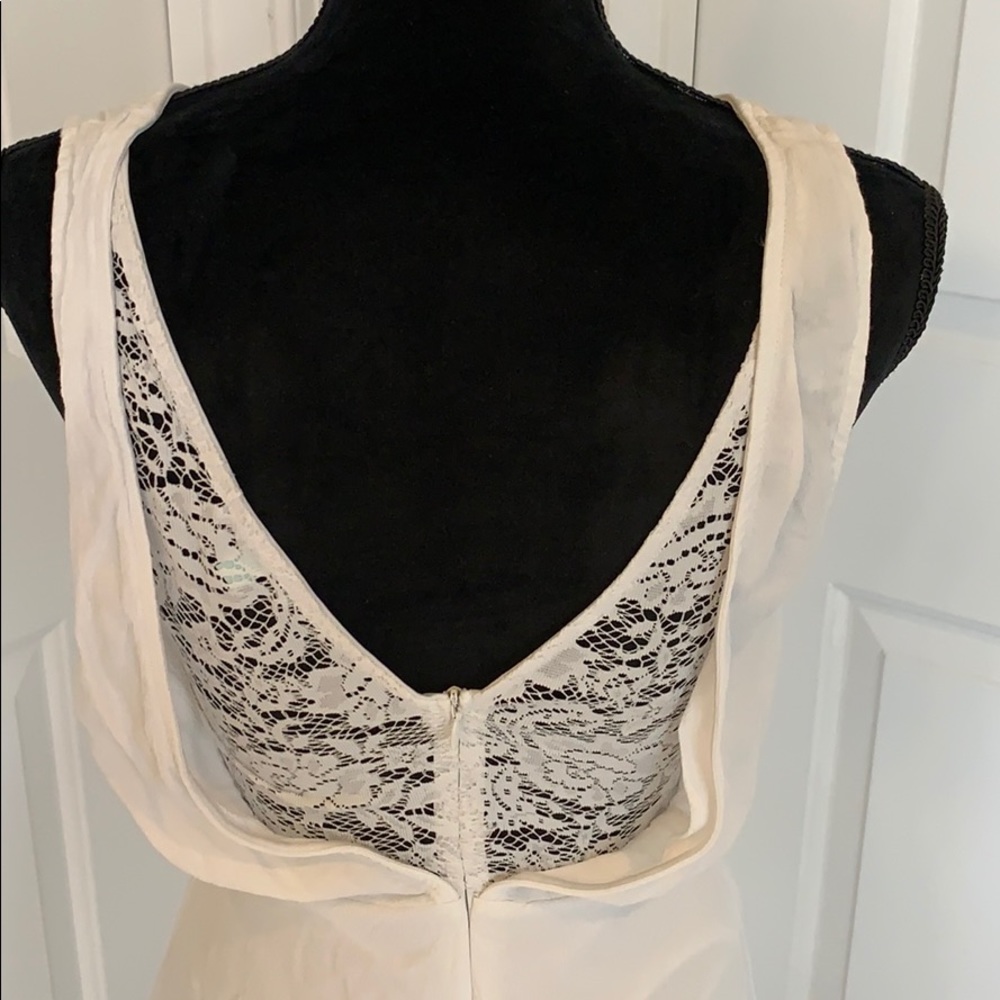 White lace back zip up dress.